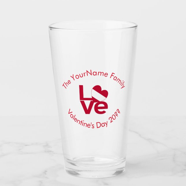 Austrian Flag Heart LOVE Red Personalized Text  Glass (Front)