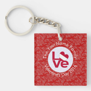 Austrian Flag Heart LOVE Red Personalized Text  Keychain
