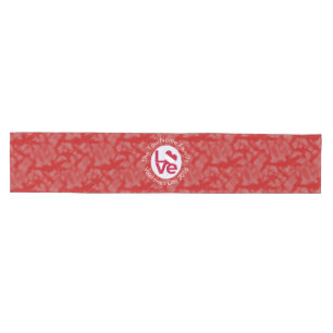 Austrian Flag Heart LOVE Red Personalized Text Medium Table Runner