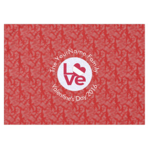 Austrian Flag Heart LOVE Red Personalized Text  Tablecloth