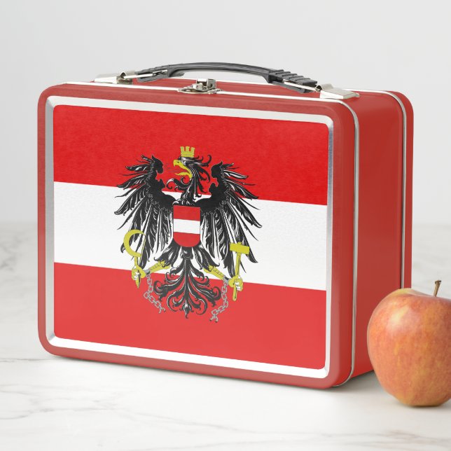 Austrian flag metal lunch box (In Situ)