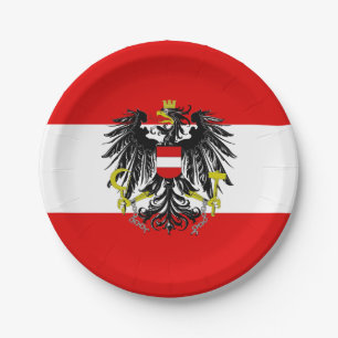 Austrian flag paper plate