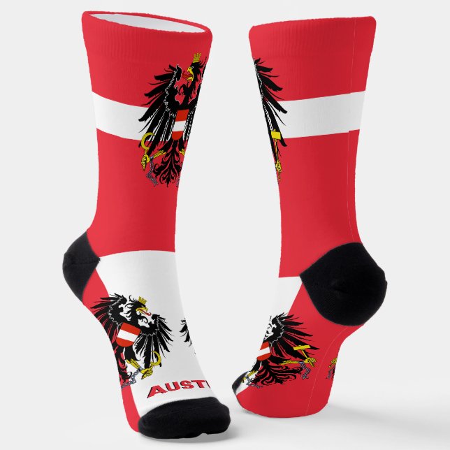 Austrian Flag Patriotic, Sustainable Austria Socks (Angled)