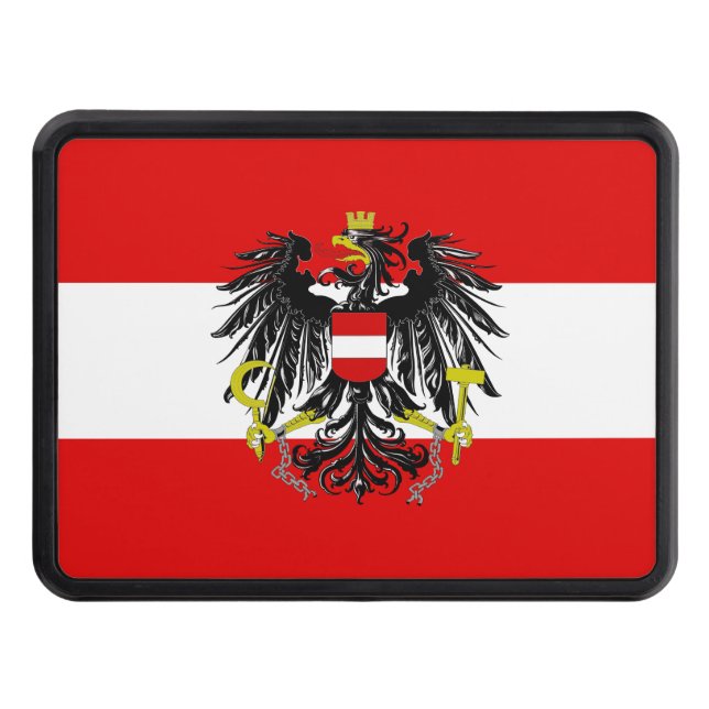 Austrian flag trailer hitch cover (Front)