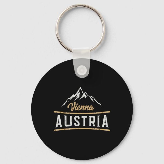 Austrian Gift Shirts Ltd Vienna Austria Retro Vaca Keychain (Front)