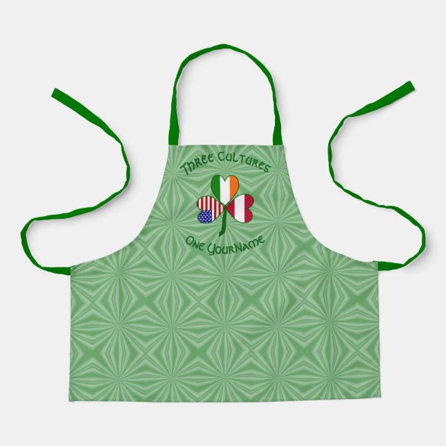 Austrian Irish American Shamrock Flag Personalized Apron (Front)
