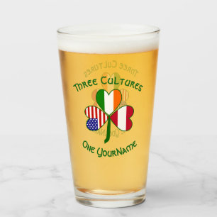 Austrian Irish American Shamrock Flag Personalized Glass