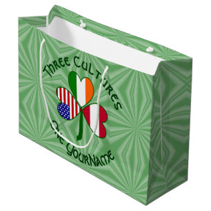 Austrian Irish American Shamrock Flag Personalized Large Gift Bag