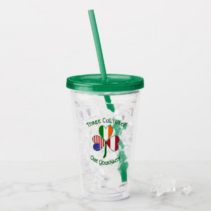 Austrian Irish American Shamrock Personalized Acrylic Tumbler
