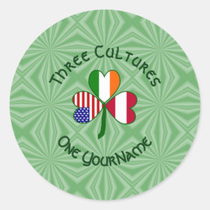 Austrian Irish American Shamrock Personalized Classic Round Sticker