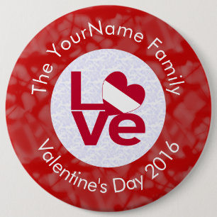 Austrian Red Letter LOVE Flag Personalized 6 Inch Round Button