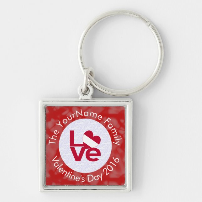 Austrian Red Letter LOVE Flag Personalized  Keychain (Front)