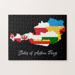 Austrian States Flags Map, Länder, Educational Jigsaw Puzzle
