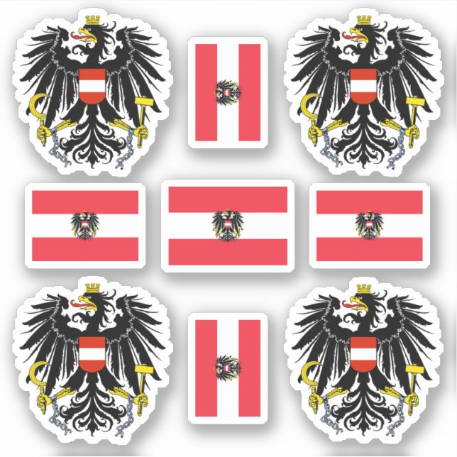 Austrican coat of arms and flag Sticker (Front)