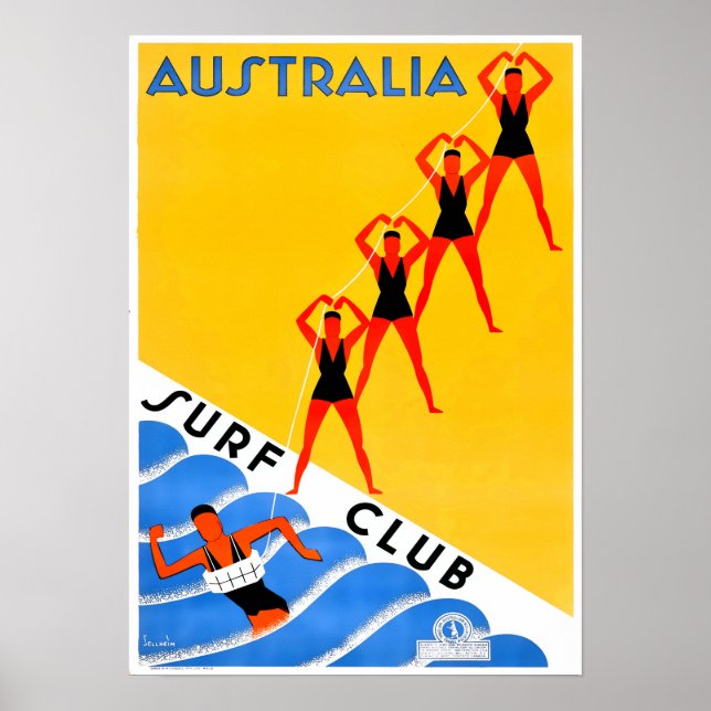 Austrlia Travel Poster Surf Surf Surfer (Devant)