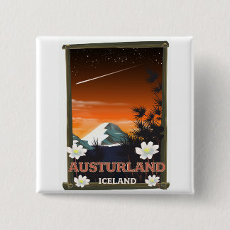 Austurland iceland travel poster 2 inch square button