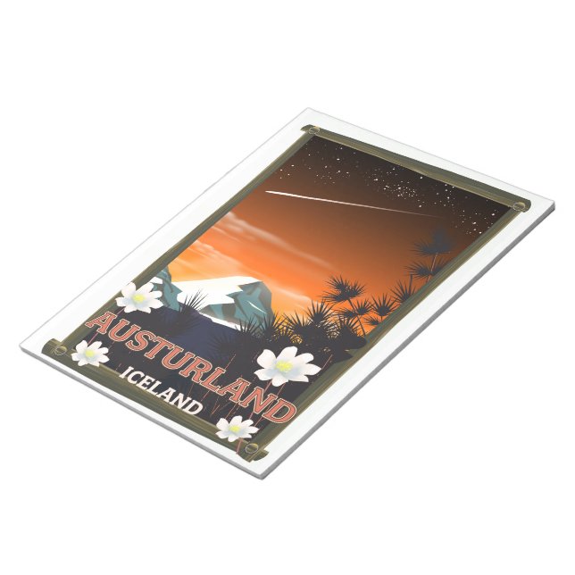 Austurland iceland travel poster notepad (Angled)