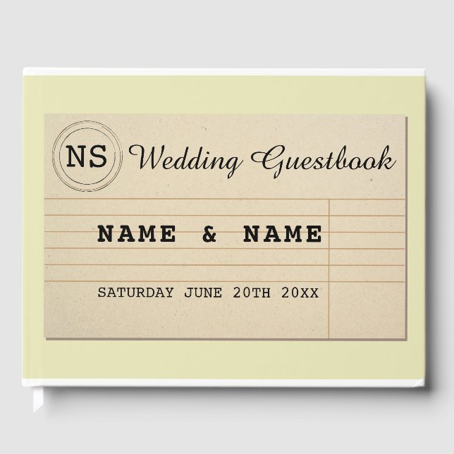 Auteur du livre d'invité mariage Rustic Library Ja (Recto)