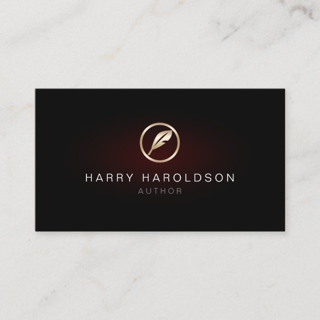 Auteur Faux Gold Quill Icon Carte de visite (Devant)