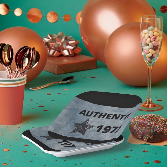 Authentic 1972 Vintage Star Retro Birthday Design  Paper Plate (Creator Uploaded)