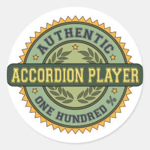 Authentic Accordion Player Classic Round Sticker