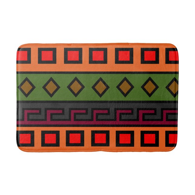 authentic African coloured pattern Bath Mat (Front)