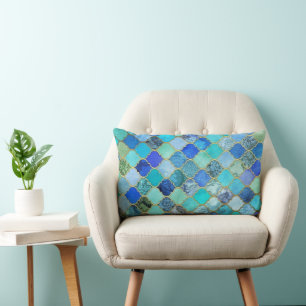 Authentic Arabic design in the colours of the sky  Lumbar Pillow