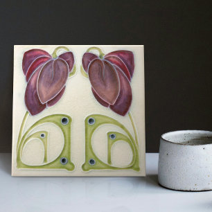 Authentic Art Nouveau John Barratt Majolica Floral Tile