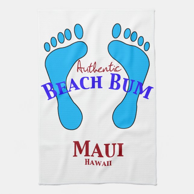 Authentic Beach Bum Maui Hawaii Kitchen Towel (Vertical)