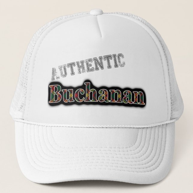 Authentic Clan Buchanan Scottish Tartan Name Trucker Hat (Front)