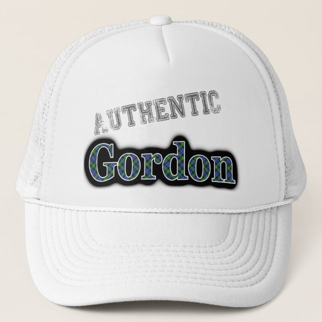 Authentic Clan Gordon Scottish Tartan Name Trucker Hat (Front)