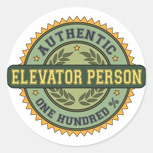 Authentic Elevator Person Classic Round Sticker (Front)
