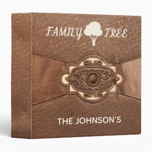Authentic Faux Old Leather Family Tree Genealogy Binder