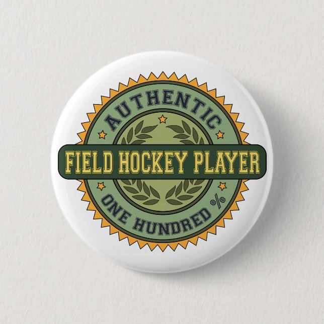 Authentic Field Hockey Player 2 Inch Round Button (Front)
