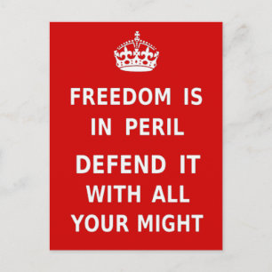 Authentic Freedom Is In Peril Original Red Postcard