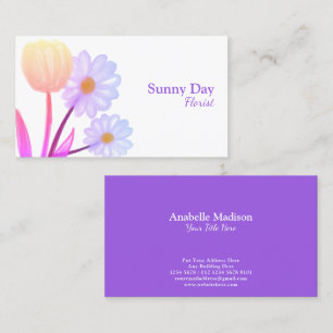 Authentic Hand Drawn Flowers Water Coloured Business Card