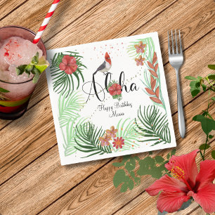 Authentic Hawaiian Red Cardinal & Tropical Floral Napkin