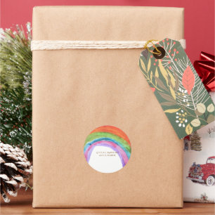 Authentic Kid's Rainbow Watercolor Birthday  Classic Round Sticker