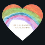 Authentic Kid's Rainbow Watercolor Birthday  Heart Sticker<br><div class="desc">Add a heartfelt finishing touch to your celebration with these adorable boho-chic heart-shaped stickers. Featuring a sweet, naive watercolor rainbow that a child painted, this design brings warmth, love, and playful charm to every detail. Authentic Child’s Art: The soft rainbow features natural watercolor textures for a genuine, handmade feel. Naive...</div>