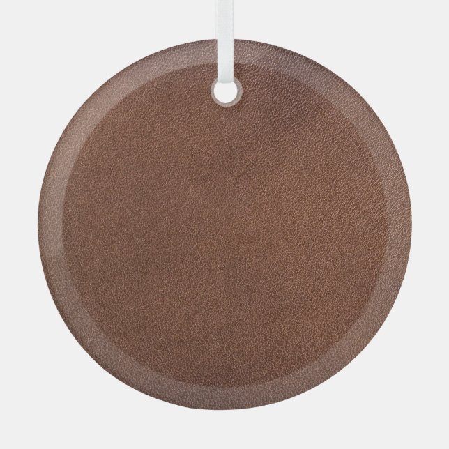 Authentic leather texture, genuine background. glass ornament (Front)