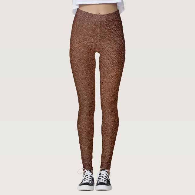 Authentic leather texture, genuine background. leggings (Front)