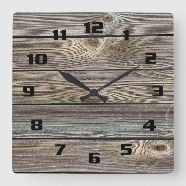 Authentic looking wood square wall clock (Front)
