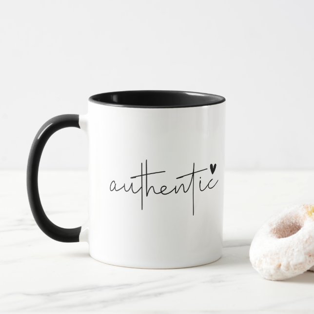 Authentic, Modern Simple Typography Mug (With Donut)