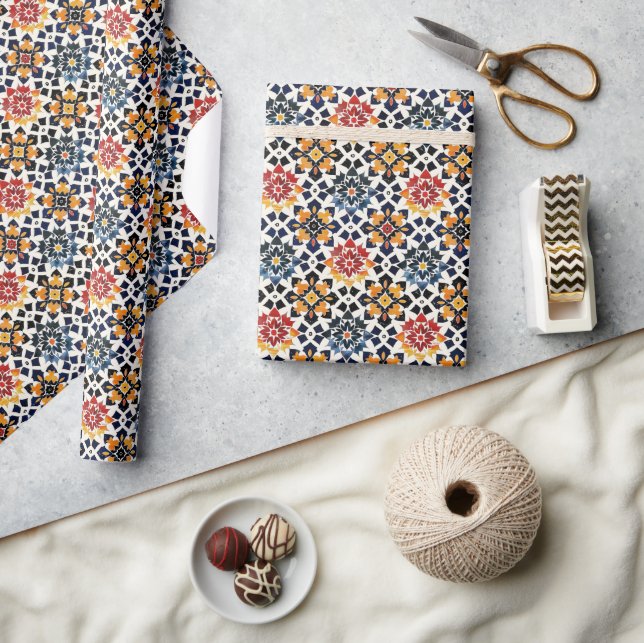 Authentic Moroccan-Inspired Colourful Pattern Wrapping Paper (Crafts)