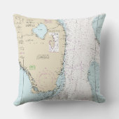Authentic Nautical Chart Latitude Longitude FL Throw Pillow (Back)