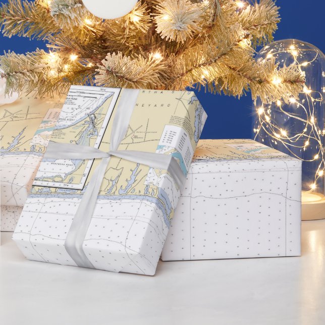 Authentic Nautical Chart Martha's Vineyard Wrapping Paper (Holidays)
