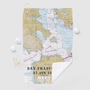 Authentic Nautical San Francisco CA Vintage Map Golf Towel