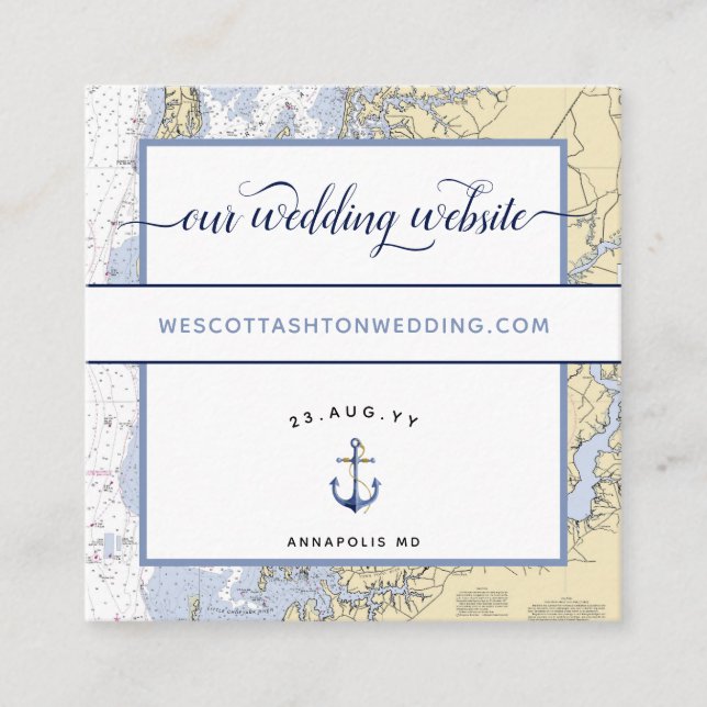 Authentic Nautical Wedding Website Annapolis MD Enclosure Card (Front)