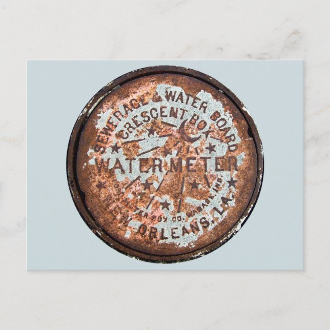 Authentic New Orleans Water Metre Cover Postcard (Front)