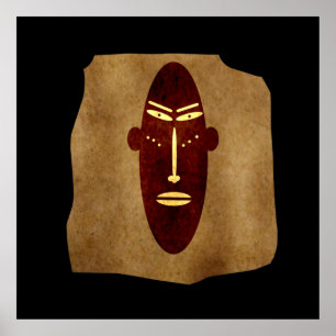 Authentic primitive abstract mask poster